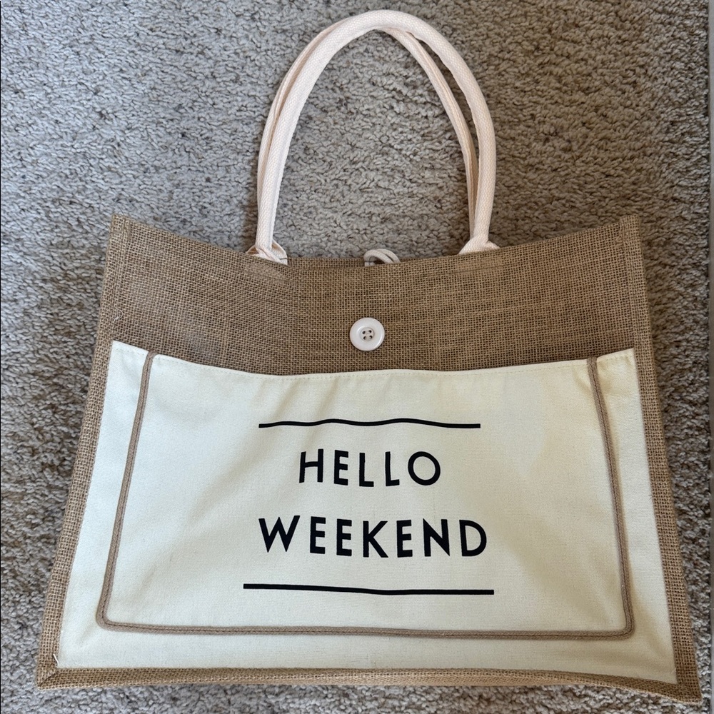 Hello Weekend canvas and cotton standalone Tote Bag